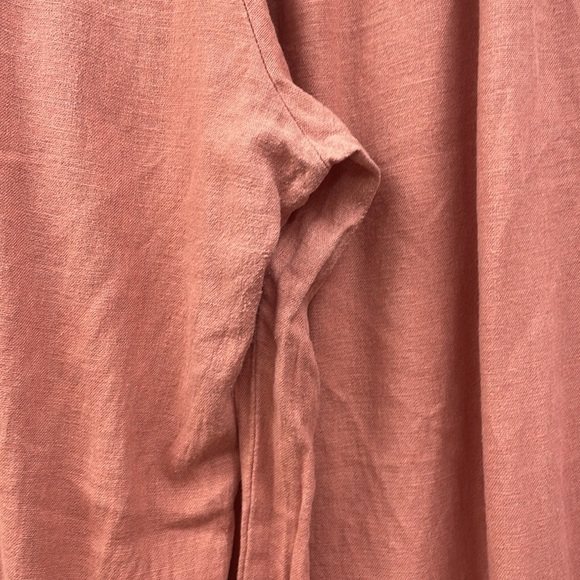 Abercrombie & Fitch High Rise Elastic Waist Linen Wide Leg Crop Pant Coral Large - Picture 9 of 12